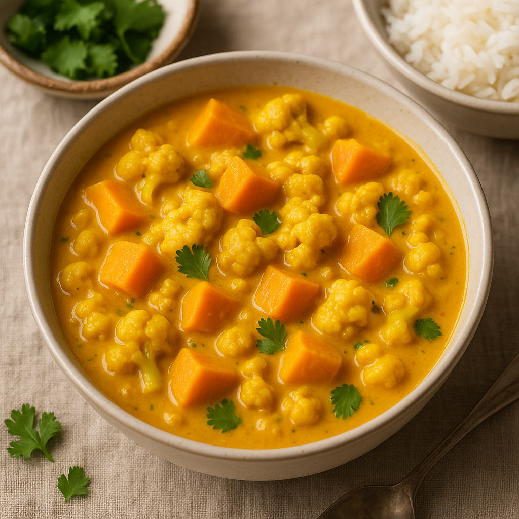 Curry coco, patate douce et chou-fleur