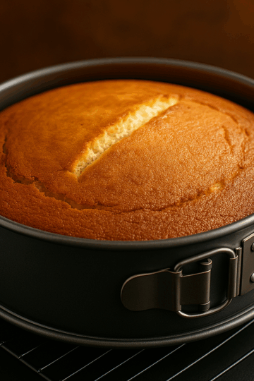 Gâteau au yaourt nature fait maison, dans son moule, encore chaud et doré.