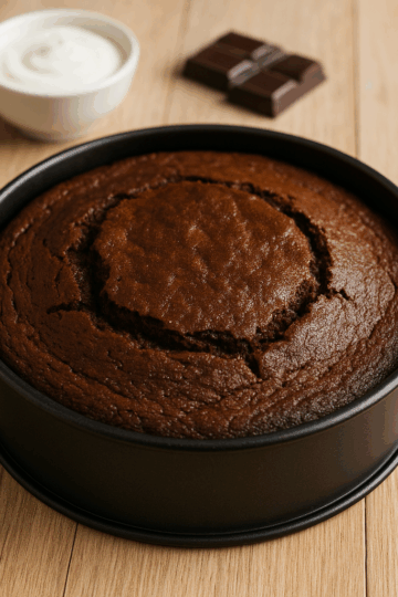 Gâteau au chocolat simple et fondant dans son moule.