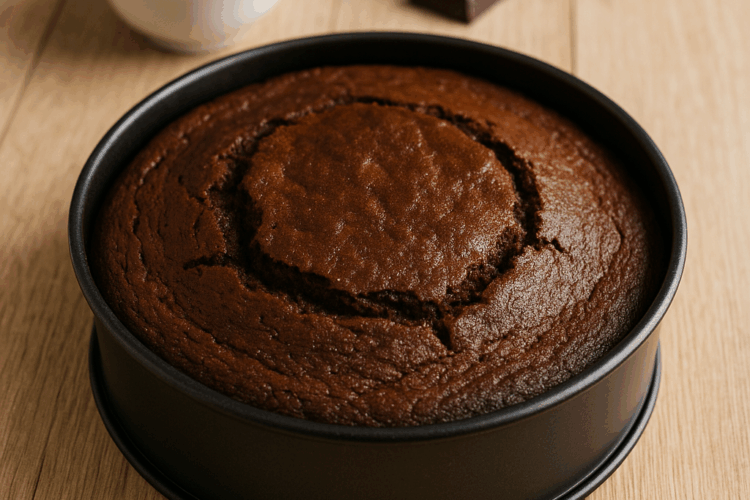 Gâteau au chocolat simple et fondant dans son moule.