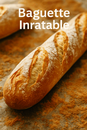 « Étapes de préparation d’une baguette inratable, montrant la pâte depuis l’ajout d’eau tiède jusqu’au façonnage final sur un plan fariné. »