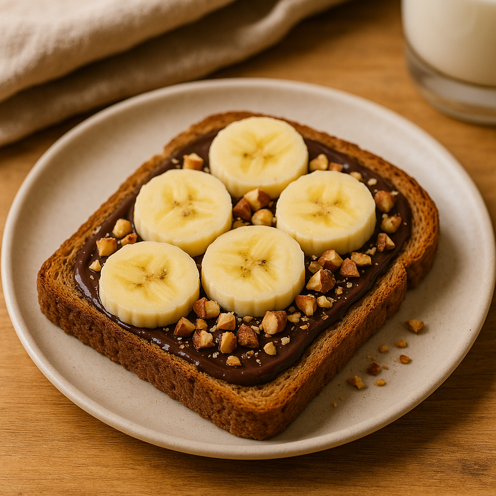 Banana toast au chocolat noir et noisettes
