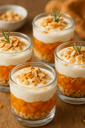 Un dessert réconfortant et lumineux, parfait pour les dimanches un peu frais. Les abricots sont lentement rôtis avec du miel et une touche de romarin, puis déposés sur un lit croustillant de biscuits émiettés. Par-dessus, une crème onctueuse de yaourt grec au miel apporte la fraîcheur et l’équilibre. Le tout se savoure tiède ou frais, dans une lumière d’après-midi, comme une pause douce et simple à partager.