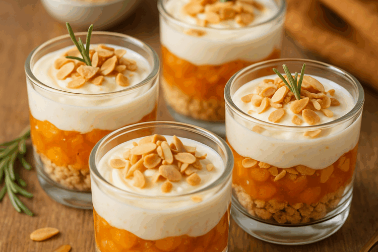 Un dessert réconfortant et lumineux, parfait pour les dimanches un peu frais. Les abricots sont lentement rôtis avec du miel et une touche de romarin, puis déposés sur un lit croustillant de biscuits émiettés. Par-dessus, une crème onctueuse de yaourt grec au miel apporte la fraîcheur et l’équilibre. Le tout se savoure tiède ou frais, dans une lumière d’après-midi, comme une pause douce et simple à partager.
