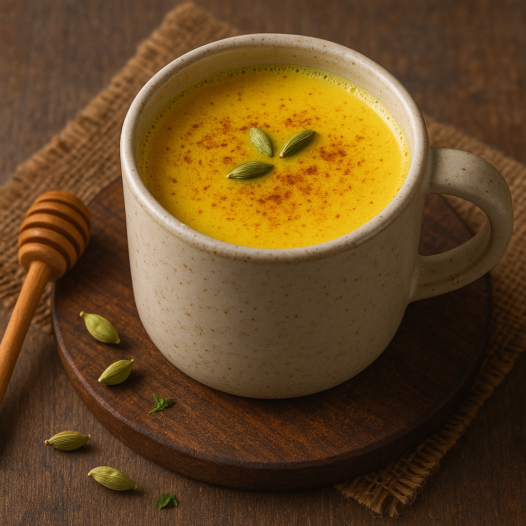 Lait doré au miel et à la cardamome (Golden milk revisité)