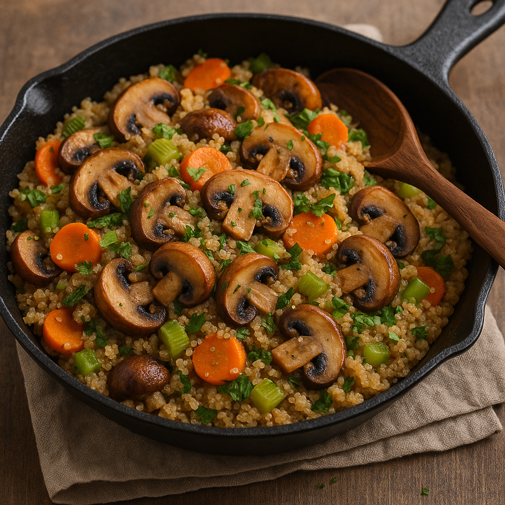One-pan poêlée automnale aux champignons & quinoa
