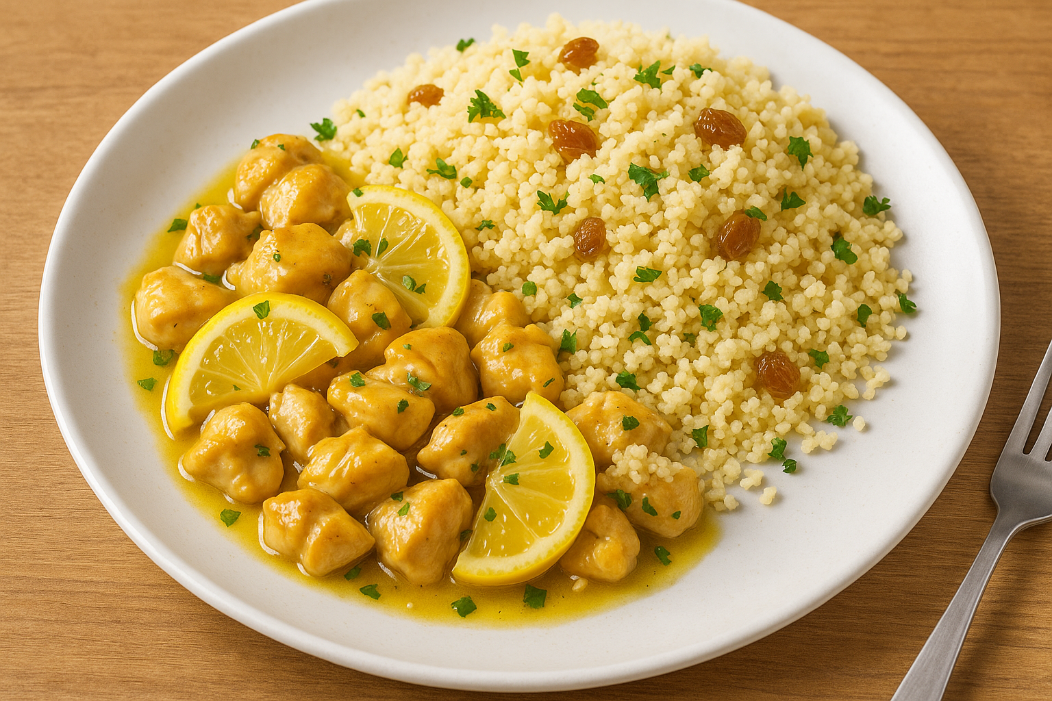 Poulet au citron confit et semoule parfumée