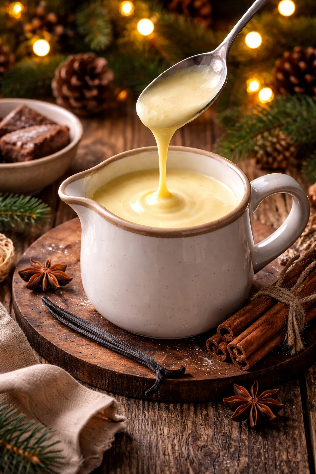 Crème anglaise “nappante” à la vanille (sans lait / sans œufs / sans sucre)