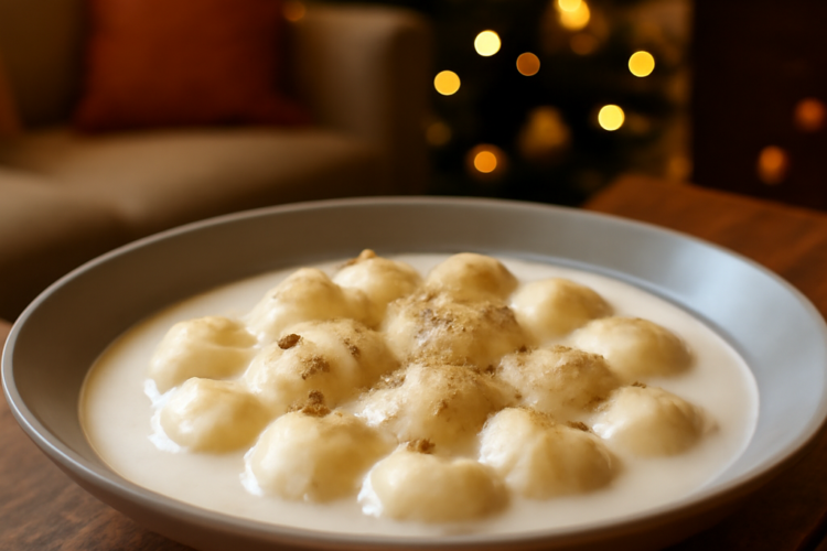 Un plat réconfortant de gnocchis nappés d'une crème onctueuse, agrémentés de tranches irrégulières de saumon fumé, créant un délicieux contraste entre la douceur de la sauce