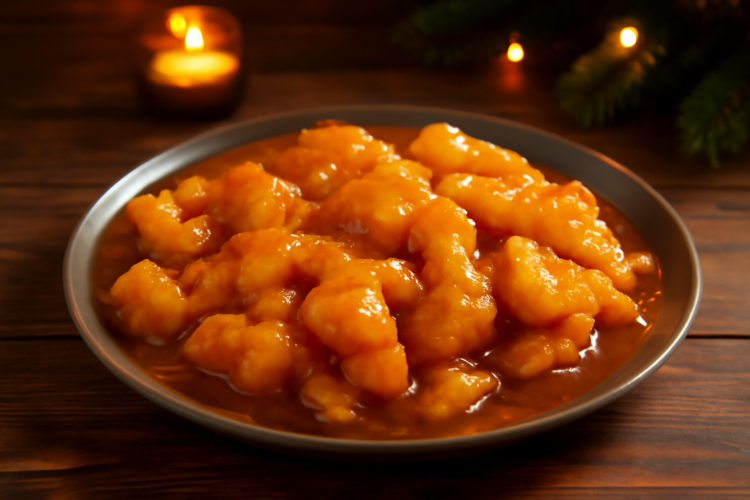 Poisson frit accompagné d'une sauce aigre-douce maison, avec des touches sucrées et acidulées, parfait pour un repas savoureux et équilibré.